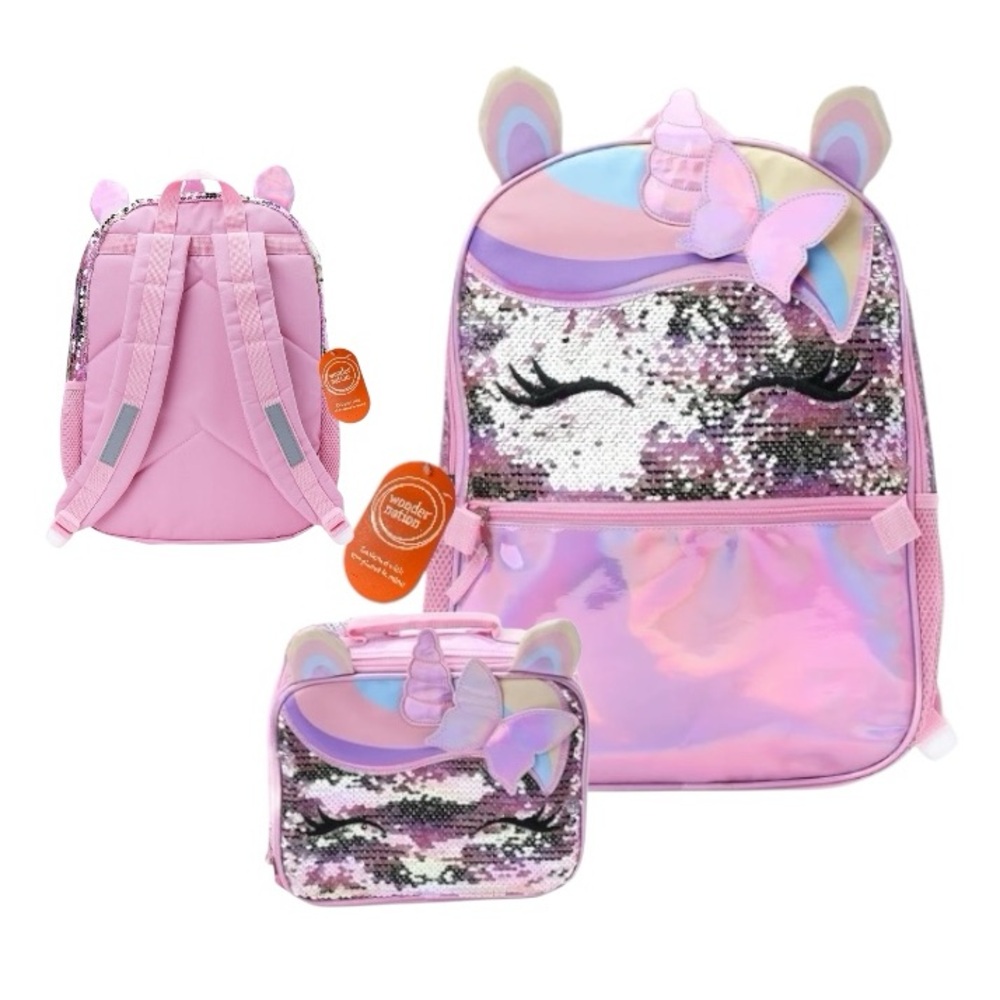 Unicorn 17” Laptop Backpack With Lunch Bag